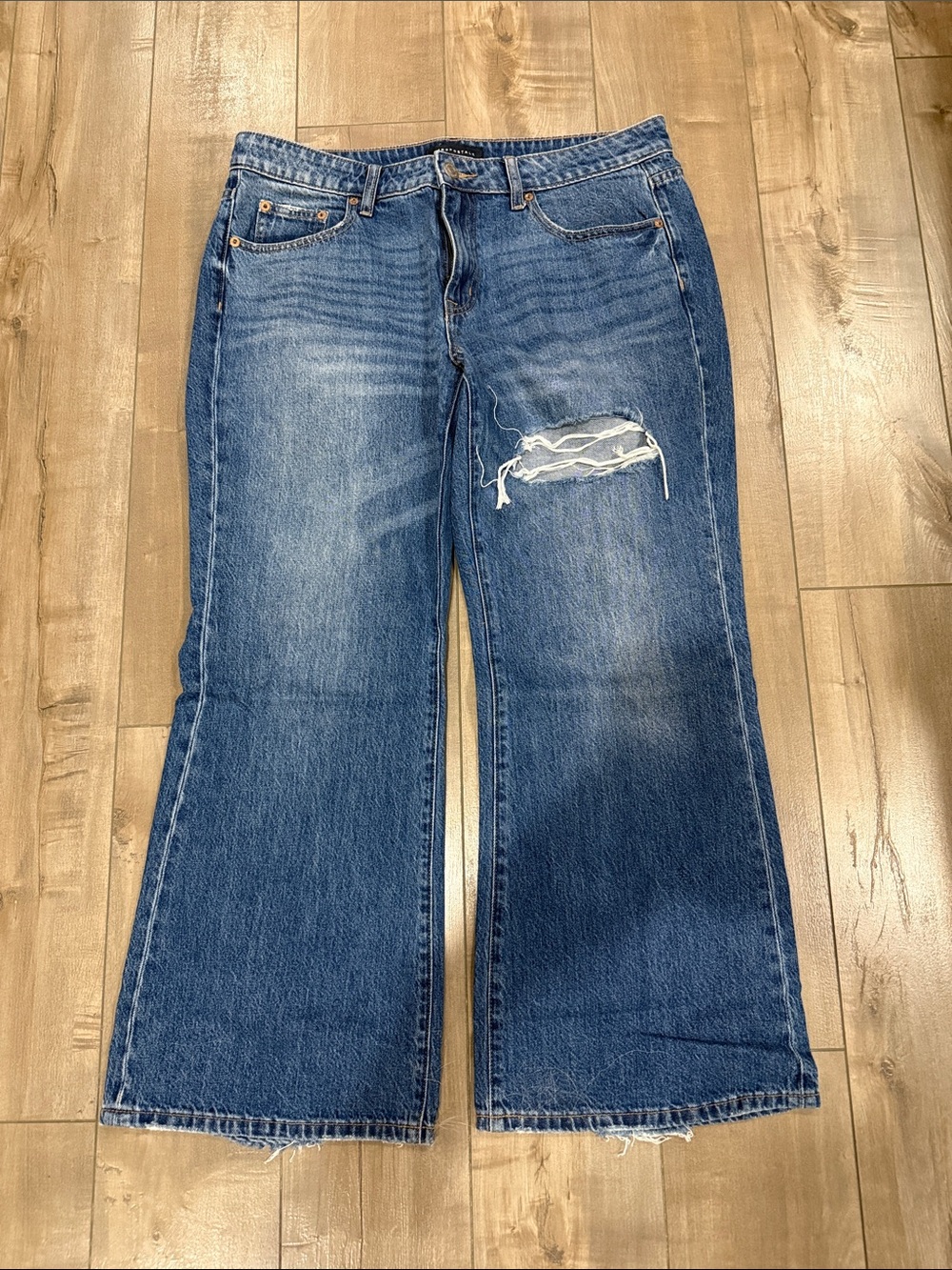Aeropostale Blue Distressed Baggy Flare Jeans size 12S
